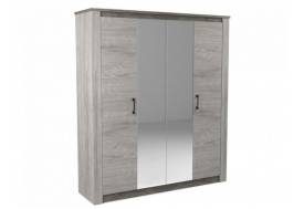 Шкаф 4-х дверный 2194 Денвер Риббек серый