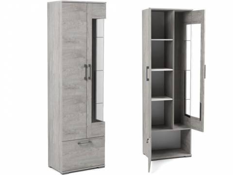 Пенал Д-3л со стеклом левый Денвер Риббек серый