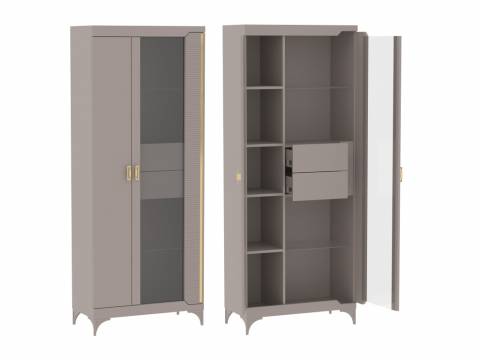 Пенал со стеклом широкий Сиде Мокко